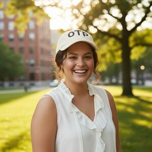 Cream Antiqued Baseball Cap with Black OTP Embroidery